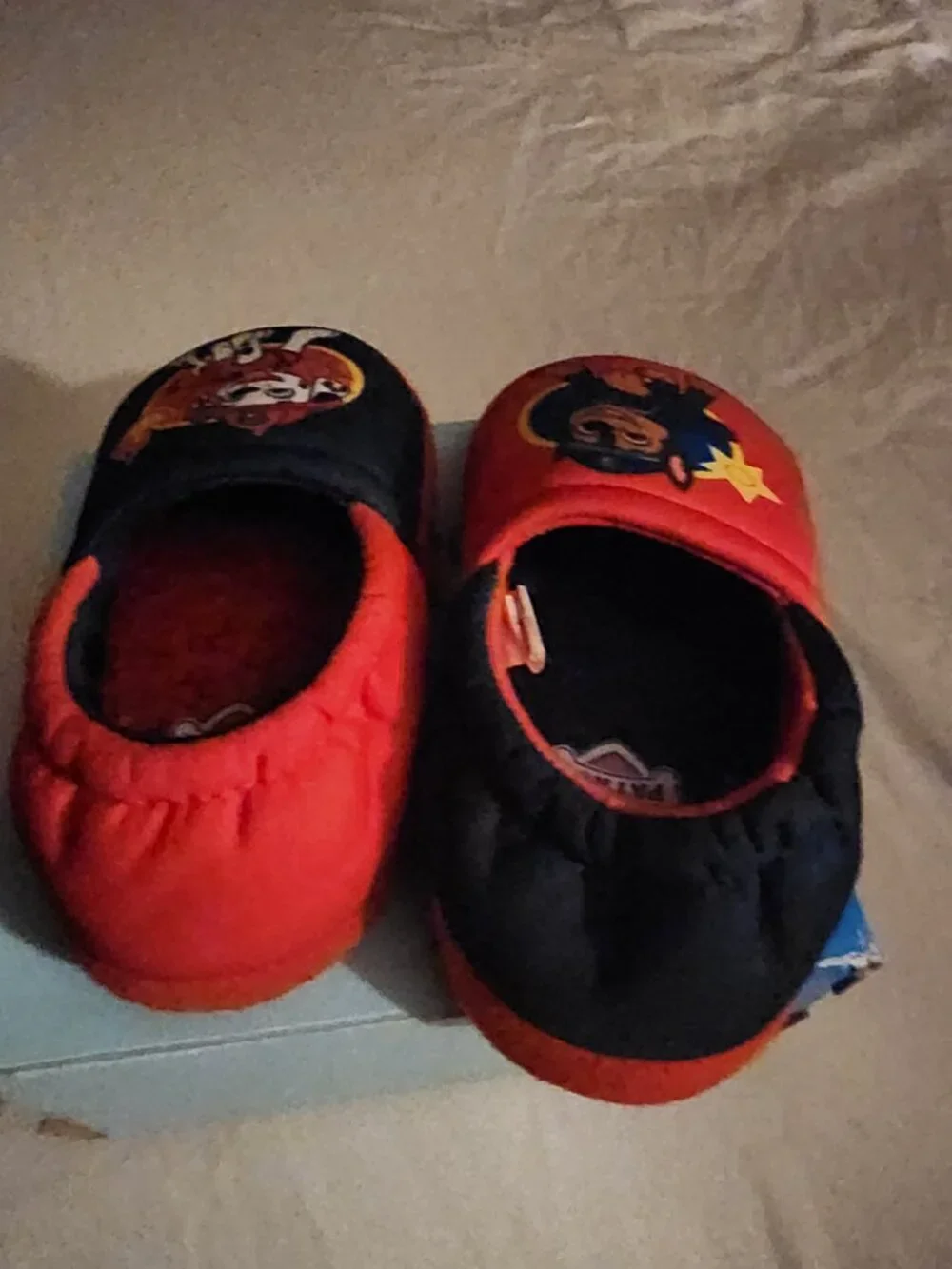 Paw Patrol Slippers for Toddlers, Mismatch A-Line House Shoes, Red/Blue, Toddler